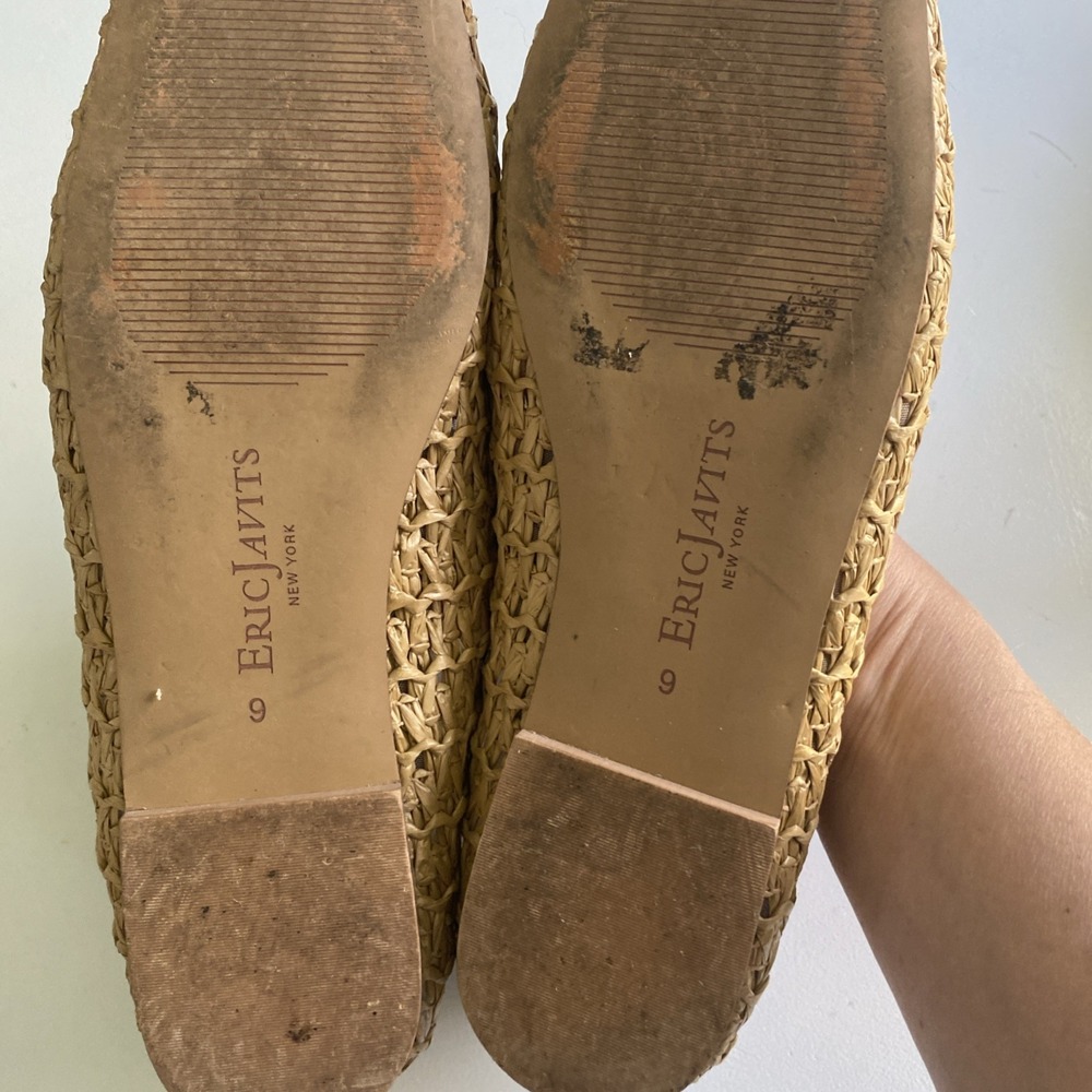 Eric Javits Parris Raffia Natural Woven Square-Toe Ballet Flats in Tan Size 9 - Picture 13 of 15